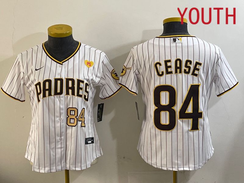 Youth San Diego Padres #84 Cease White Stripe Game 2024 Nike MLB Jersey style 1120->youth mlb jersey->Youth Jersey